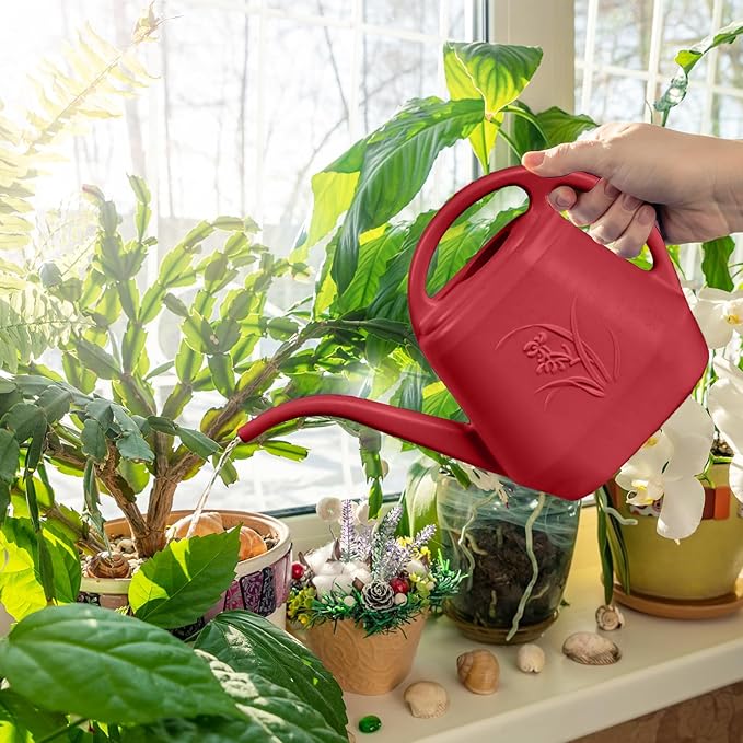 Hand Watering Can - for Home Plant Garden - 1/2 Gallon - Wine Red