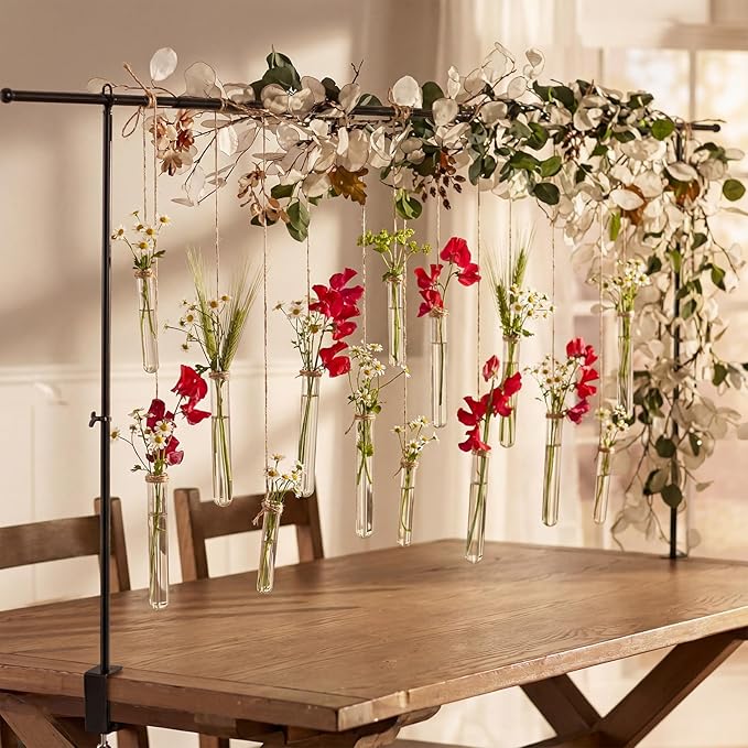 Hillban 24 Pcs Spring Party Decoration Plant Propagation Tubes Plastic Wall Planter Hanging Vase Propagation Station with Rope for Hydroponic Rustic Spring Home Garden Birthday Wedding Tea Party Decor