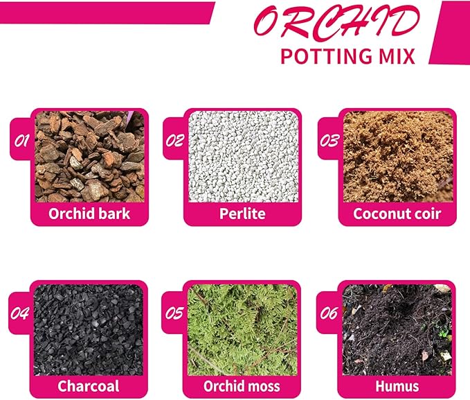 Orchid Potting Mix with Orchid Bark 10QT - New Upgraded Formula for Superior Drainage & Breathability | Premium Soil for Healthy Roots