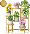 7 Tier Large Tiered Plant Stand Indoor, 7.9 Inch Wide Tall Corner Metal Plant Stands Outdoor for Multiple Plants, Flodable Tall Flower Display Holder Rack Shelf for Patio Balcony House -GoldFloroma