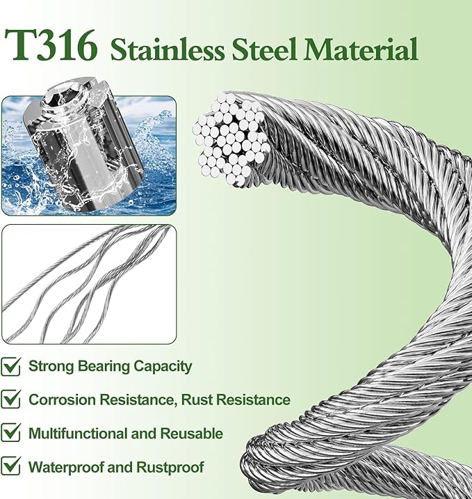 SPECILITE Wire Trellis for Climbing Plants Outdoor, 12-Set T316 Stainless Steel Wall Trellis Kit, 1/8in x 60ft Ropes with Cable Cutter, Espalier System for Fence Wall and Garden DIY