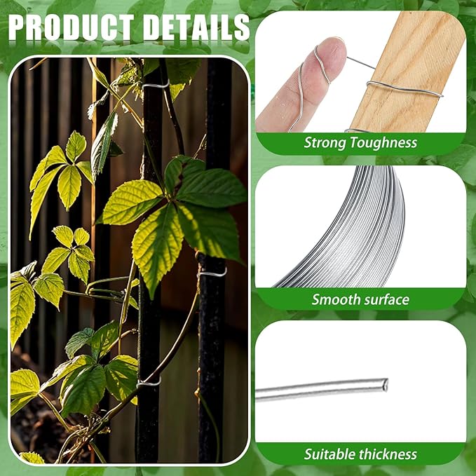WILLBOND 350 Feet Plants Trellis Training Wire 2 Rolls Trellis Wire for Climbing Plants for Garden Fence