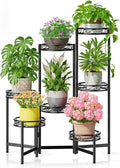 Metal Plant Stand Indoor Outdoor 7 Tier Multiple Flower Pot Holder Shelf Planter Display Shelving Unit for Patio Garden Corner Balcony Living Room Black Circle