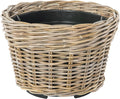 Kouboo Rattan Planter Basket with Plastic Pots Planters Flower Pots Decorative Fall planters for Front Porch Whiskey Barrel Basket Indoor Outdoor Plant Pots Small