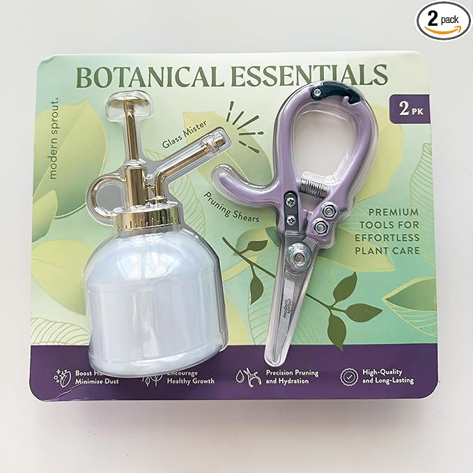 Modern Sprout Botanical Kit, Carbon Steel Pruning Shears & 8oz Plant Mister, Indoor & Outdoor Gardening Tools, Precision Cutting, Durable Water Sprayer Mister, Gift Set for Plant Lovers - Lavender