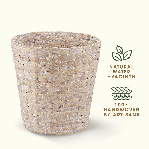 84ECO 2-Pack White Wicker Trash Cans