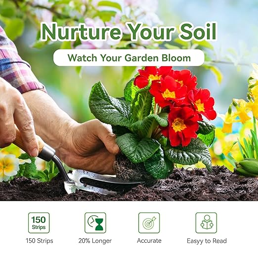 Soil pH Test Kit,150 Test Strips(3-9 Range) for Testing Garden, Lawn,Vegetable Flower Beds,Gardening Dirt Yard,Quick Easy Soil pH Monitoring for Indoor Outdoor Plants