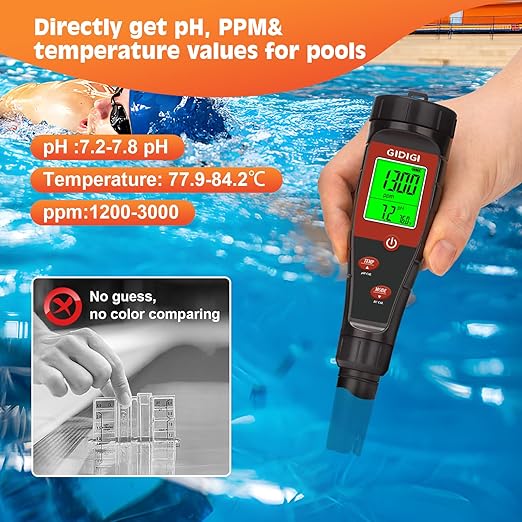 Digital pH Tester for Water, pH Meter for Hydroponic Water, TDS Tester EC PPM Test for Plant Nutrients, 4-in-1 Meter for Conductivity, pH Pen for Drinking Water, DWC, Indoor Plants