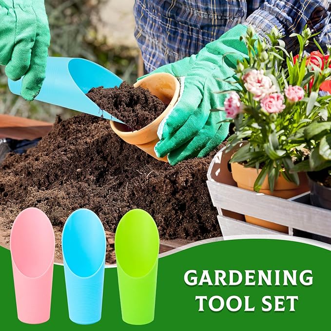 12 pcs Plastic Succulent Soil Scoop,Succulent Care Plastic Kit, Colorful Mini Garden Tool Set for Flower Succulent Planting,Transplanting,Weeding (Multicolor Series)