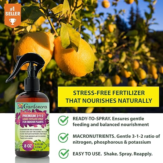 Gardenera Professional Succulent Spray Fertilizer Mist for Home Gardening | 3-1-2 Gentle Blend Mist for Healthy Leaves & Growth | Essential Nutrients for Succulent and Cacti - 8oz