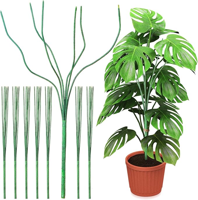 6 Pack 17'' Climbing Plant Support Stakes Moss Pole Monstera Plant Climbers Trellis Plants Stem Supports for Indoor Outdoor Climbing Potted Plants Flower Grow Upwards Green