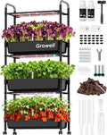 Growell Large Hydroponics Growing System Kit, Vertical Indoor Herb Garden Kit with LED Grow Light & Independent Water Pump, 42L Movable Indoor Planter Perfect Gardening Gifts (3 Tier-81 Pods, Black)