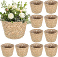 10 PCS Seagrass Plant Baskets with Plastic Liners, Woven Planter Basket Set for Indoor and Outdoor Plants, Wicker Flower Pot Covers Plant Container sand Storage Baskets for Home and Farmhouse Decor