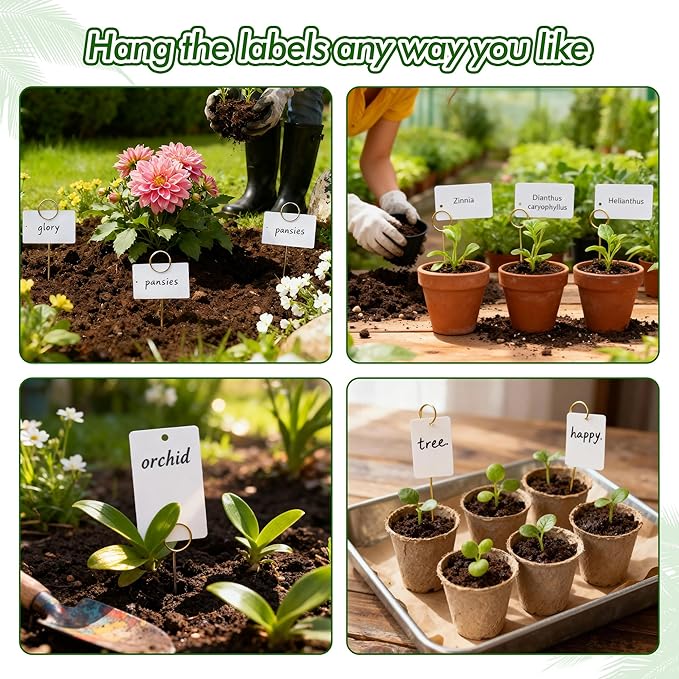 Garden Markers for Plants Outdoor - 20 Pcs 12" Metal Plant Tag Holders for Multiple-use with 40 Pcs Reusable Waterproof Labels & Marker Kit