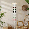 AceOrbit Macrame Sunglasses Holder Boho Wall-Mounted Hanging Sunglasses Organizer Vertical Woven Glasses Holder Display Storage Rack for Bohemian Bedroom Home Office Decor(Classic Style,White)