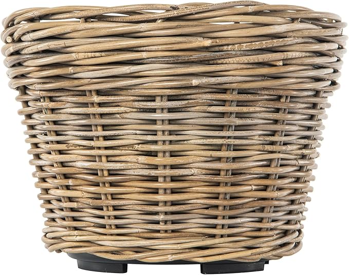 Kouboo Rattan Planter Basket with Plastic Pots Planters Flower Pots Decorative Fall planters for Front Porch Whiskey Barrel Basket Indoor Outdoor Plant Pots Medium