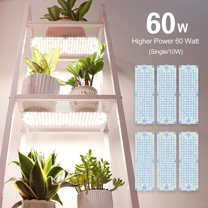 6Pack 2026 Ultra-Thin Panel Grow Lights for Seed Starting, Vegetables, Greenhouse & Under Cabinet & Shelf Plants with Timer 4/8/12/16/20H, Free Connect Full Spectrum Indoor LED Plant Growing Lamps
