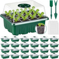 24 Pack Seed Starter Tray Seedling Kit with Adjustable Humidity Dome and Base Indoor Plant Germination Tray Mini Greenhouse Germination Kit Planter Starter for Plant Growing Starting