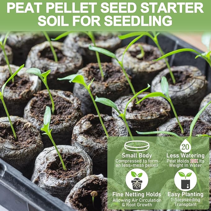 Legigo 50 Pcs 50mm Seed Starter Peat Pellets Pods for Seedlings- Compressed Seed Starting Pellets Seed Starter Pods Plugs Soil Peat Pods for Starting Seeds, Garden Planting Herb Flower Vegetables