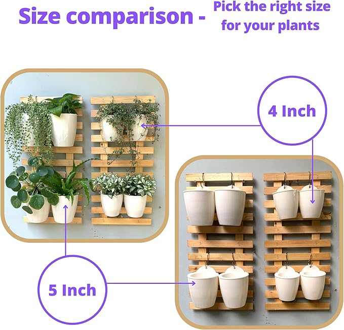 LáLáGreen Wall Planters for Indoor Plants - 10 Pack, 4 Inch Self Watering Planters and Pots, White Wall Mount Planter Plant Holder, Modern Hydroponic Wall Pots Vertical Living Plant Garden Decor