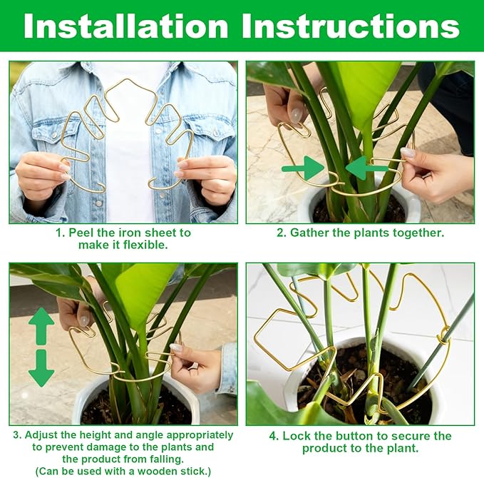 STARVAST 10PCS Durable Monstera Plant Stem Support Stake, Plant Support Kit for Indoor Botanicals, Cactus Stabilizers, and Turtle Shell Climbers - Ideal for Plant Enthusiasts(Gold)