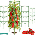 Halatool 57 Inch Tall Tomato Cages, 4 Pack Heavy Duty Metal Plant Supports Stakes for Garden, Adjustable Foldable Steel Trellis for Climbing Plants Cucumbers Peppers Cherry Flowers Vegetables Fruits