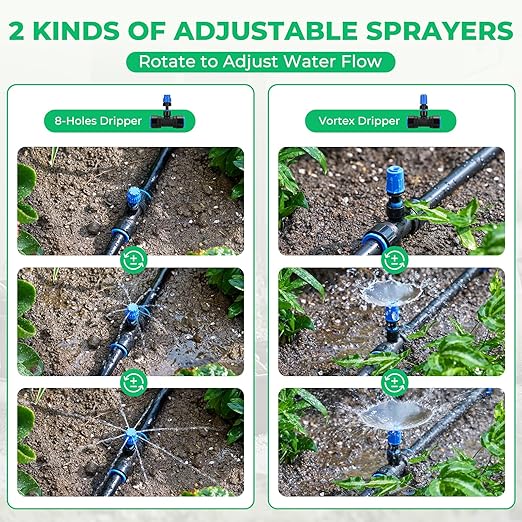 HIRALIY Raised Bed Drip Irrigation Kit Large, DIY Garden Grid Watering System, Garden Irrigation System, for Flower Bed up to 4 x 8FT