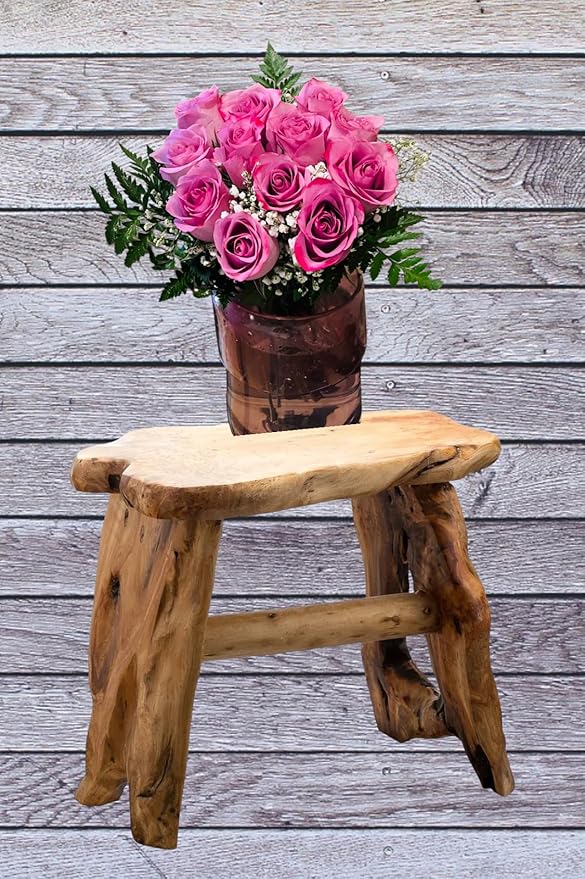 TJ Global Natural Edge Cedar Wood Tree Stump Indoor/Outdoor Stool, Garden Bench, Night Stand, End Table, Plant Stand - L20 x W11 x H17
