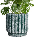Ceramicfor Ceramic Pots for Plants - 9.6 Inch Plant Pot Indoor with Drainage Hole, Large Ceramic Planters for Outdoor, Fluted Round Flower Planter, Home Decor Living Room, Birthday Gifts, Green