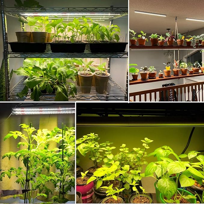 LED Plant Grow Lights Strips for Indoor Plants Full Spectrum with Auto ON & Off Timer, T5 Sunlike Grow Lights Bar Growing Lamps for Greenhouse Shelves Hydroponics Succulent, 4 Dimmable Levels