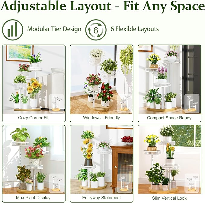 Tall Plant Stand Indoor Outdoor, Corner 3 Tier Metal Flower Pot Stands,Heavy Duty Plant Shelf for Living Room Bedroom Balcony