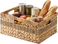 StorageWorks Jumbo Rectangular Wicker Basket, Water Hyacinth and Seagrass Storage Basket with Built-in Handles, 1 Pack