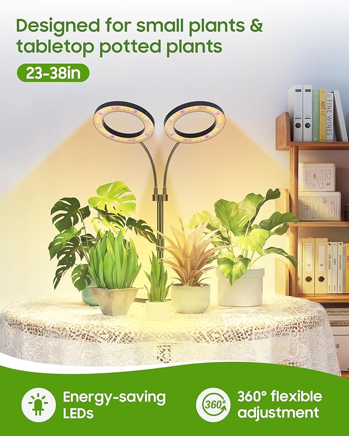 Grow Lights for Indoor Plants Full Spectrum, LED Plant Light with Metal Base, Plant Growing Lamps with Timer 3/9/12H, 3 Color Modes, 6 Brightness Levels, 25-38'' Adjustable Height
