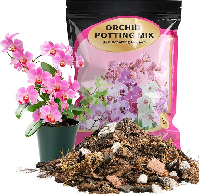 Orchid Potting Mix with Orchid Bark 10QT - New Upgraded Formula for Superior Drainage & Breathability | Premium Soil for Healthy Roots