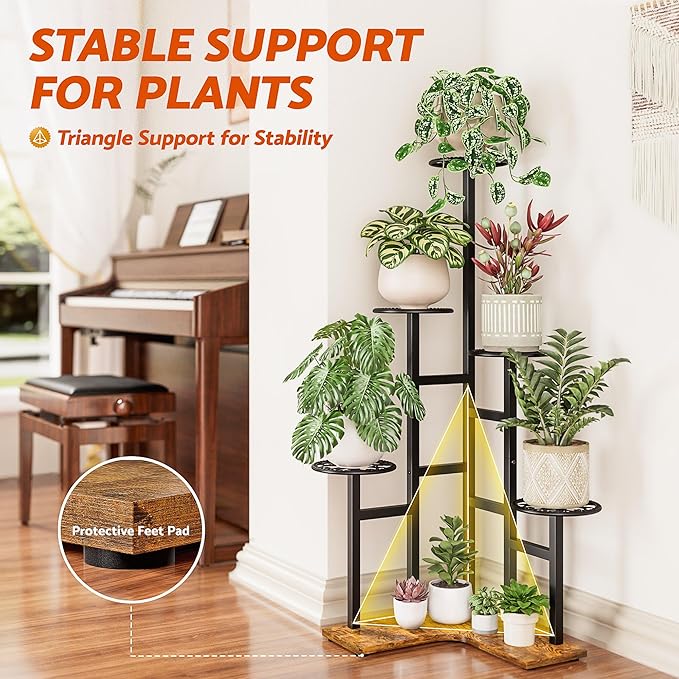 6 Tier Plant Stand Indoor Outdoor Metal Flower Pot Holder Shelf Tiered Planter Display Rack for Living Room Balcony Garden Patio