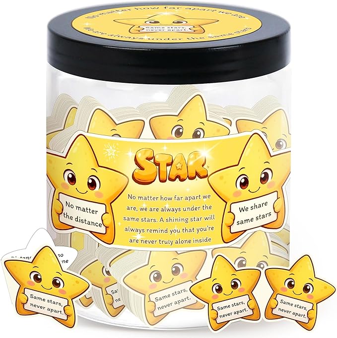 Long Distance Relationship Gift - Positive Star Jar with 60 Affirmation Cards, Moving Away Friendship, Star Gifts for Friend Couple Boyfriend Girlfriend Coworker, Inspirational Keepsake