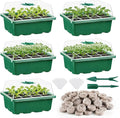 Apipi 5 Pack Seed Starter Kit with 60 Coco Coir Pellets - 60 Cell Seed Starter Trays with Domes for Indoor Greenhouse Germination, Home Gardening System for Vegetables/Herbs/Flowers