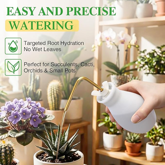 Squeeze Bottle for Hanging Plants, 19" Long Spout Plant Watering Bottle, Easy Squeeze Indoor/Outdoor Watering Can Alternative, Precise Sprinkling for Hanging Baskets, Houseplants (8 oz)