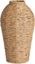 15" Woven Faux Seagrass Floor Vase – Large Decorative Planter, Indoor Greenery Display