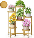 6 Tier Large Tiered Plant Stand Indoor, 7.9 Inch Wide Tall Corner Metal Plant Stands Outdoor for Multiple Plants, Folding Tall Flower Display Holder Rack Shelf for Patio Porch -GoldFloroma
