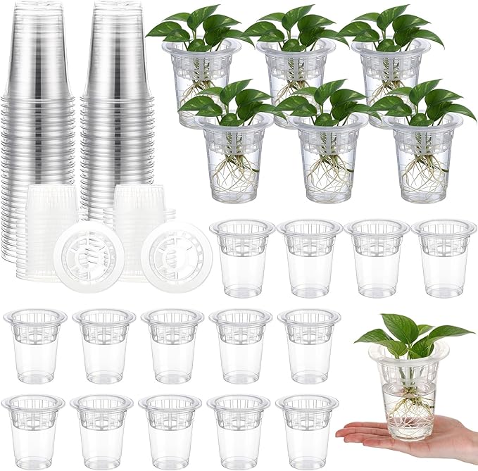 Baderke 70 Pcs Plastic Plant Propagation Station Desktop Terrariums Plant Tabletop Vase with Hydroponic Baskets for Indoor Home Office Desktop Decor (4.25'')