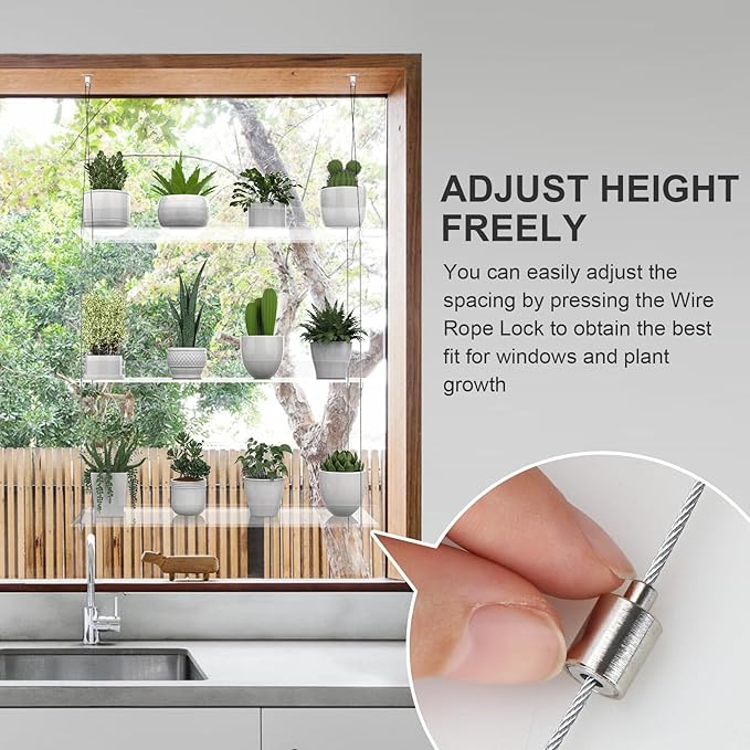 2-Pack Hanging Clear Plant Shelves for Windows, 3-Tier Acrylic Window Wall Plant Stand Shelf for Kitchen Window Indoor Gardens, Flower,Fleshy Plant,Herb, Seedling Organization, and Plants Pots Display