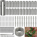 Wire Trellis Kit for Climbing Plants Outdoor - 20-Set Wall Mounted Trellis with 98Ft x 1/8" T316 Stainless Steel Rope, Heavy Duty Garden Wire Trellis System for Espalier & Vertical Gardening