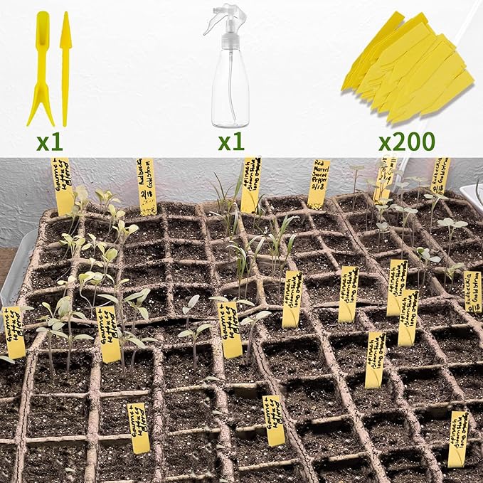 SYITCUN 320 Cells Seed Starter Tray, 20 Pack Seed Starter Kit, Peat Pots for Seedlings with 200 Plant Labels, 2 Seed Planting Tool and 1 Spray Bottle
