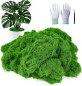 MGLIFEUL 1.125 LBS Artificial Fake Moss for Crafts Plants Indoor with Non-Stick Gloves and Tweezers，Preserved Green Plant Faux Craft Moss Musgo for Fairy Garden Outdoor Home Decorating Model Making