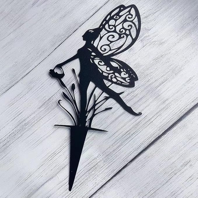 3pc Metal Garden Stake,Garden Fairy Metal Outdoor Decor for Your Patio and Lawn,Insert Silhouette Plaque Statue