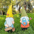 Metal Gnome Decorative Garden Stakes,23.8” Set of 2 Spring Garden Gnomes Outdoor Decor with Flower Butterfly Watering Can Ornament, Gnomes Decorations for Yard Lawn Backyard Porch Outside Decorations