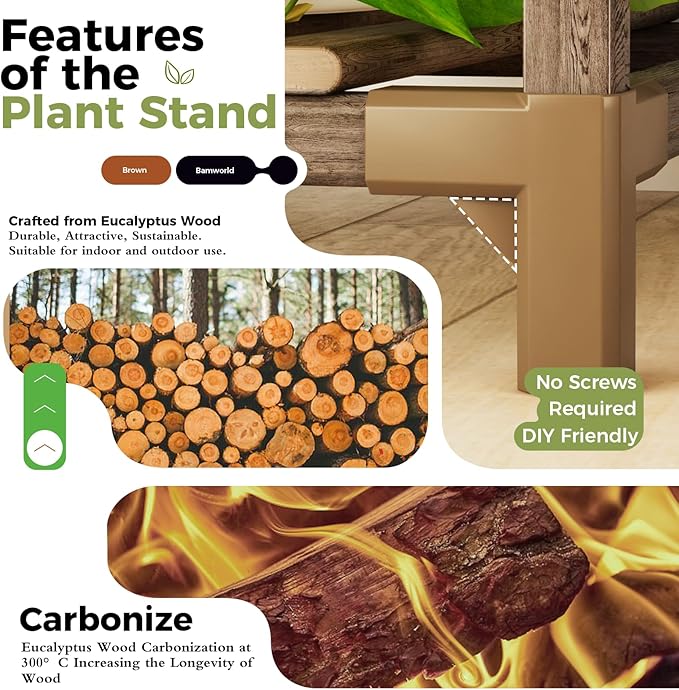Bamworld Widened Plant Stand Indoor Outdoor 12 Tier Tall Large Wood Plant Shelf Multi Tier Flower Stands Garden Shelves Wooden Plant Display Holder Rack for Living Room Corner