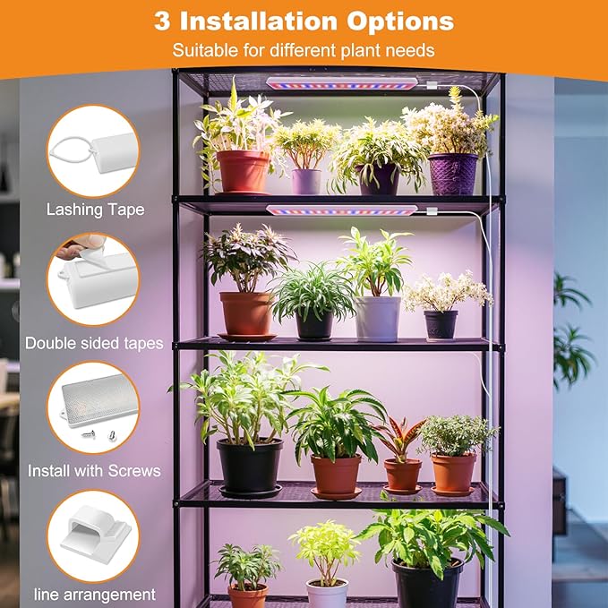 Grow Light Strips for Indoor Plants, 420 LEDs 6000k Full Spectrum LED Plant Light, 40W LED Plant Grow Light Strip with Upgrade 4/8/12/16H Auto Timer, 3 Light Modes & 5 Dimming Levels,4 Pack