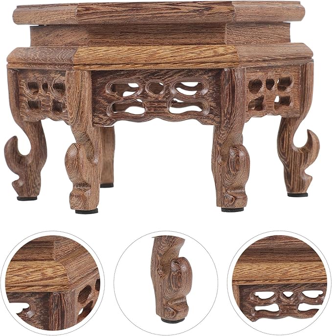 Didiseaon Wooden Stool Plant Stand Chinese Display Stand Retro Flower Pot Holder Decorative Planter Shelf Fishbowl Rack for Indoor Outdoor Garden Decor